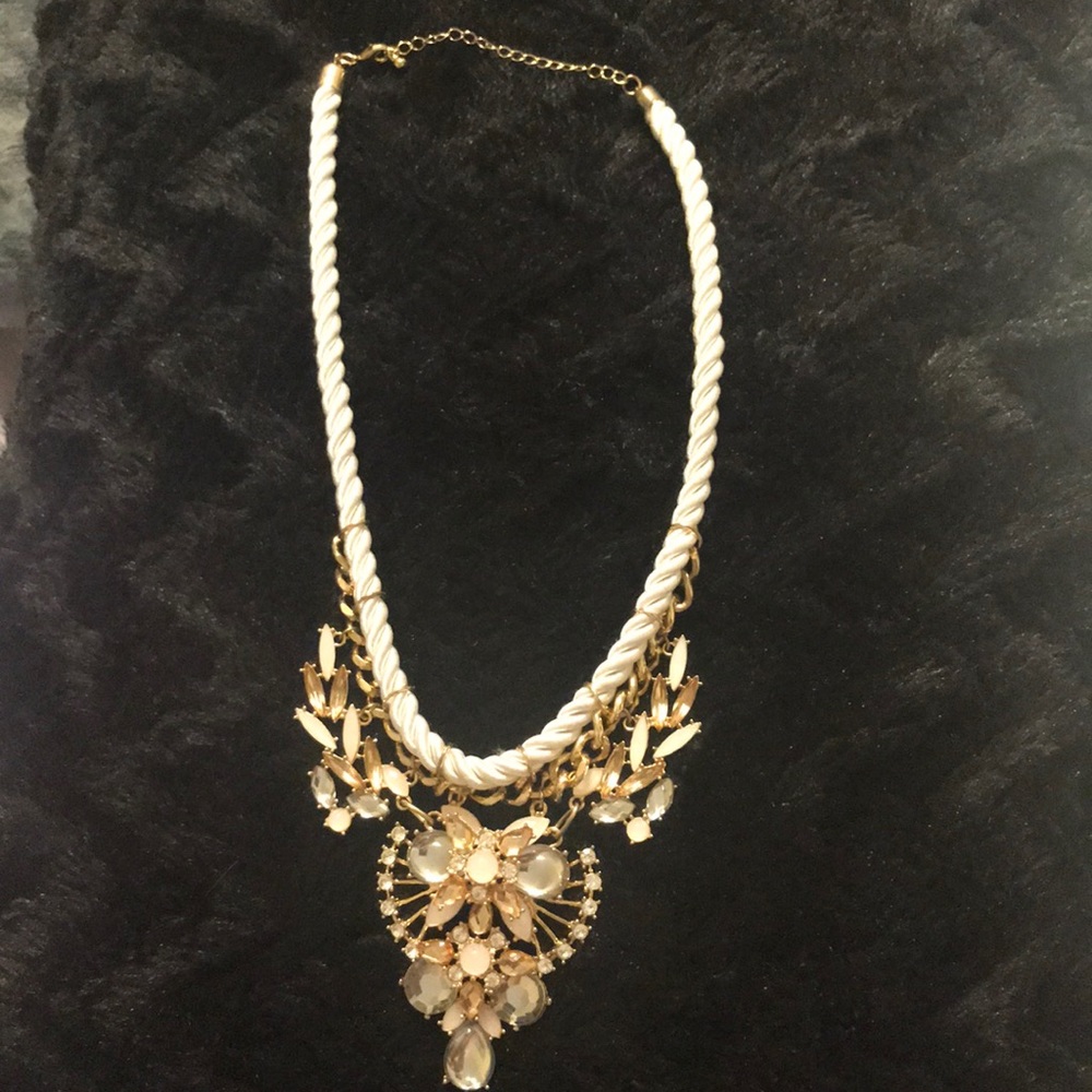 Gold and pink crystal necklace
